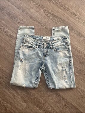 Daytrip Lynx Ankle Skinny Jeans Womens 27 Light Acid Wash Distressed